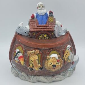 Noah’s Ark Ceramic Piggy Bank Care Inc Sleepy Animals Nursery Decor 90s Vintage